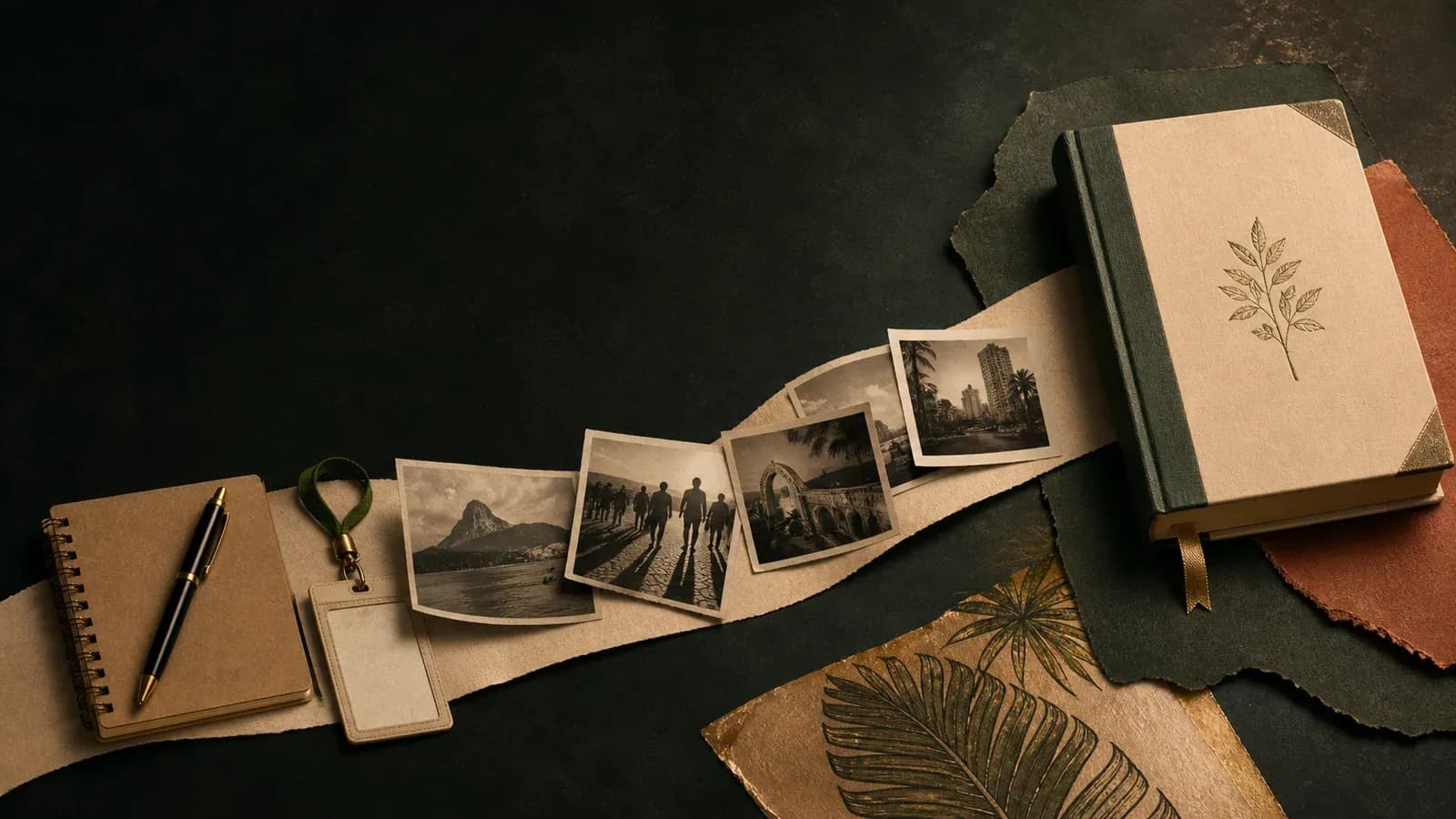 Fotografias de uma trajetória profissional formam um caminho até um livro de memórias.