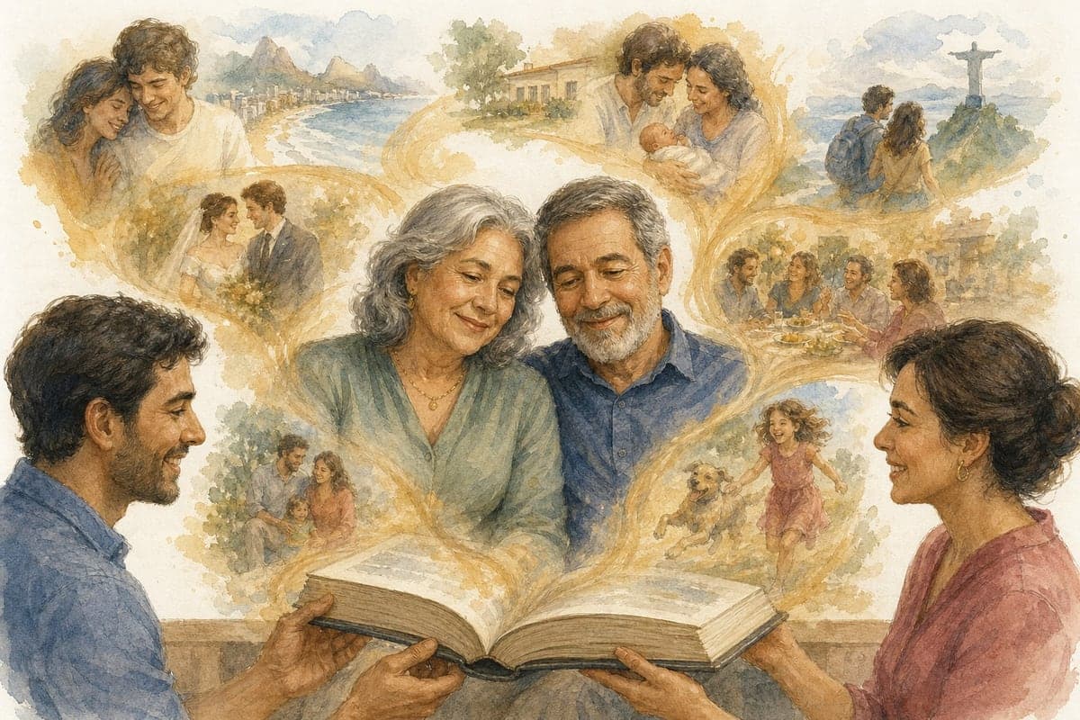 Casal de bodas de ouro vê cinquenta anos de memórias reunidos em um livro.