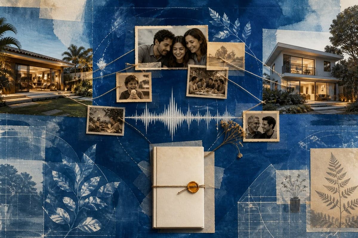 Casas distantes são conectadas por áudios, fotografias e um livro enviado como presente.