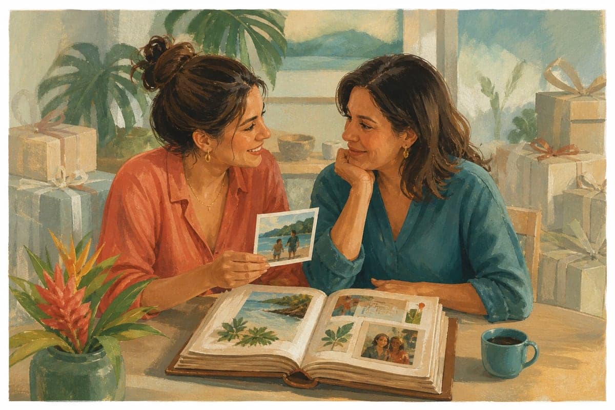 Objetos perdem destaque diante de uma conversa, uma fotografia e um livro cheio de significado.