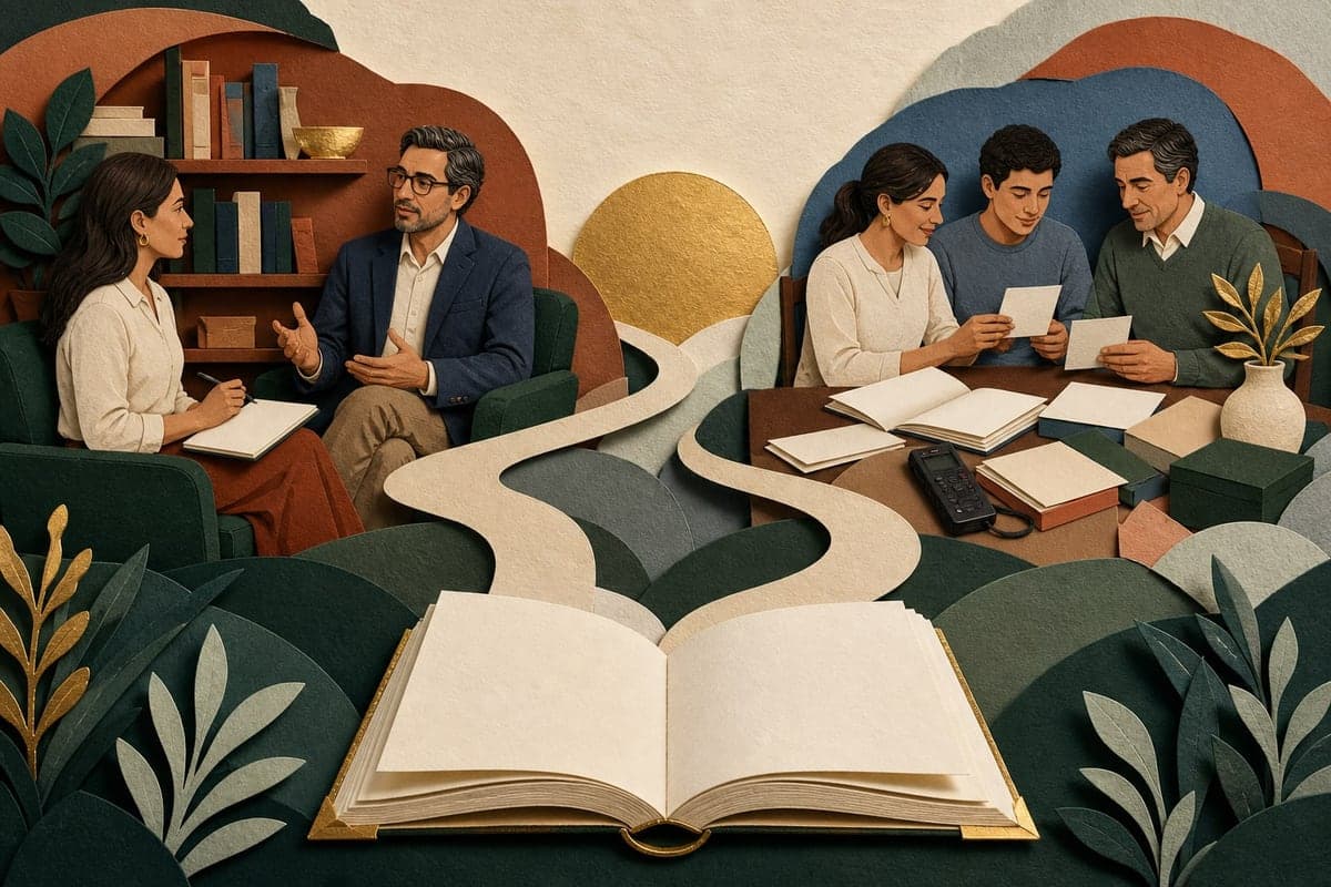 Dois caminhos levam ao livro: a entrevista com um escritor e o registro organizado de memórias em áudio.
